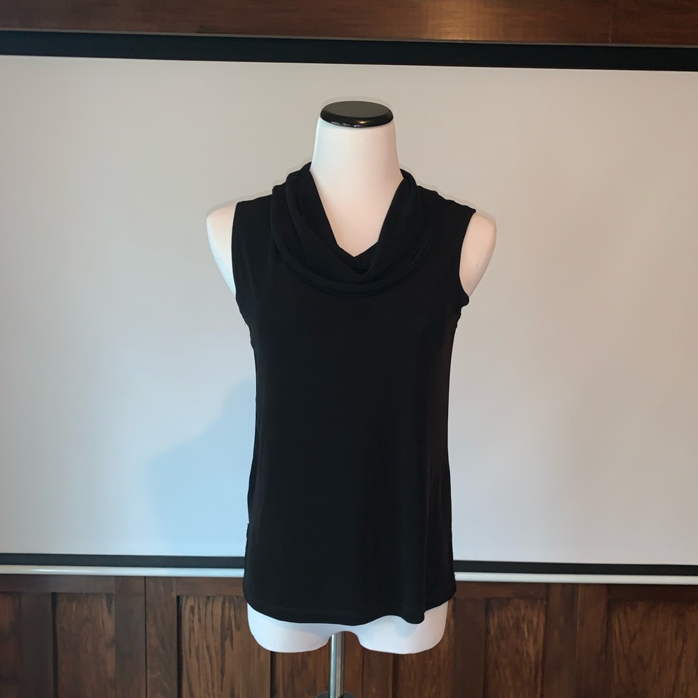 Black cowl neck top